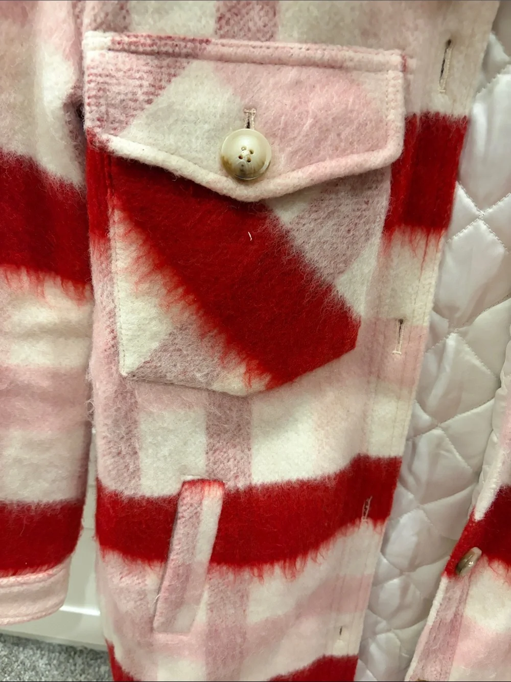Blank NYC Red & Pink Plaid Coat